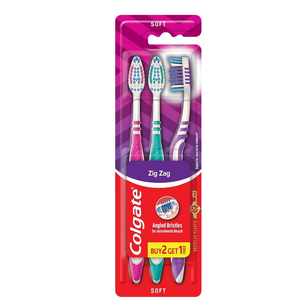 Colgate Toothbrush Zigzag Plus 2+1 With Cap SOFT | All Day Supermarket