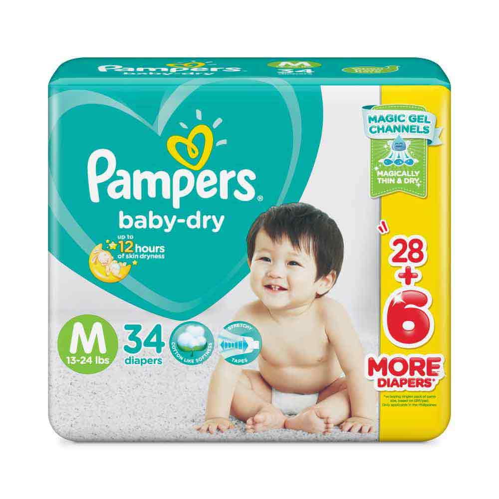 Pampers Baby Diaper Dry 34S MEDIUM | All Day Supermarket